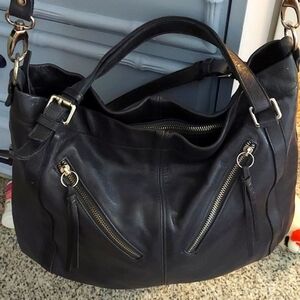 Pietro Alessandro New York Grey Leather Hobo Shoulder Bag